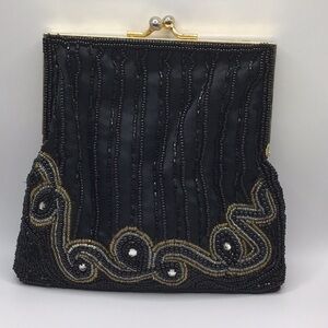 Andre Cellini Elegant Black Beaded Clutch